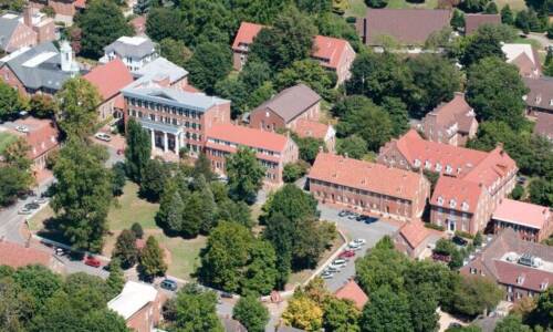 Birds-eye view of Salem College and Academy
