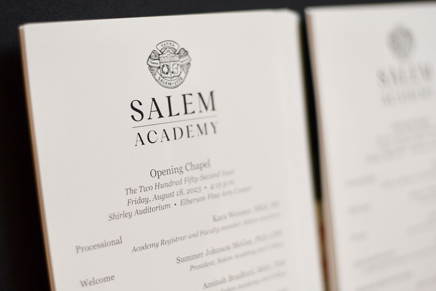 Salem academy opening chapel book