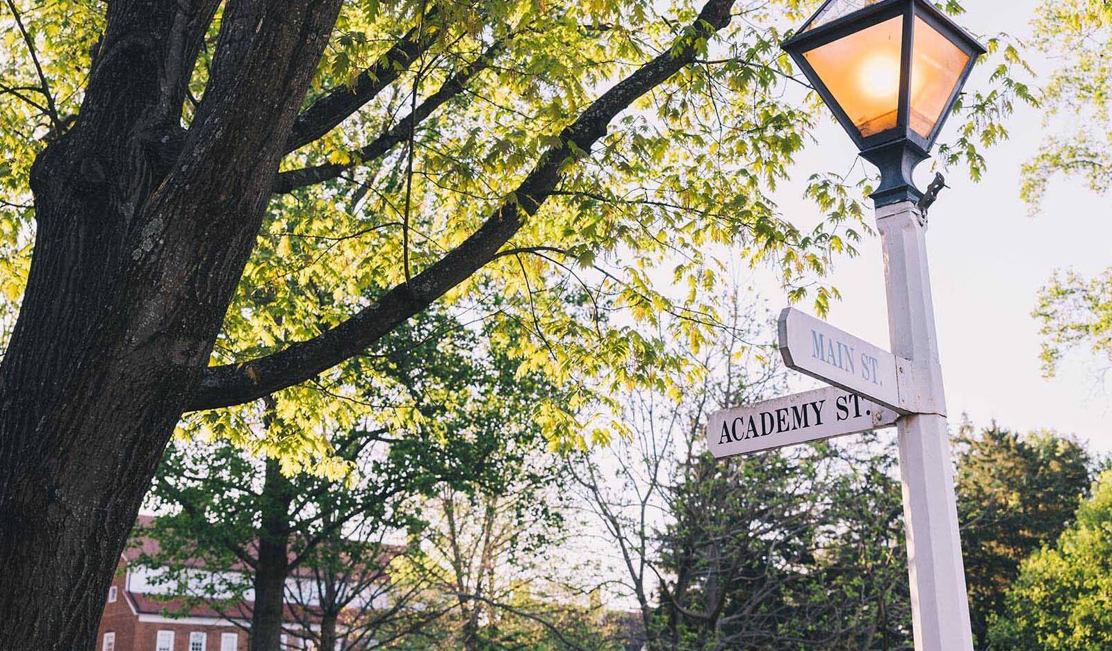 Main Street and Academy Street cross signs