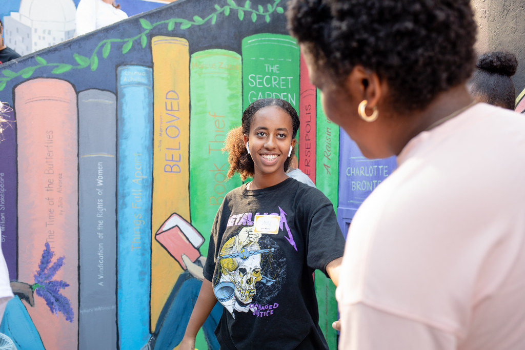 students outside